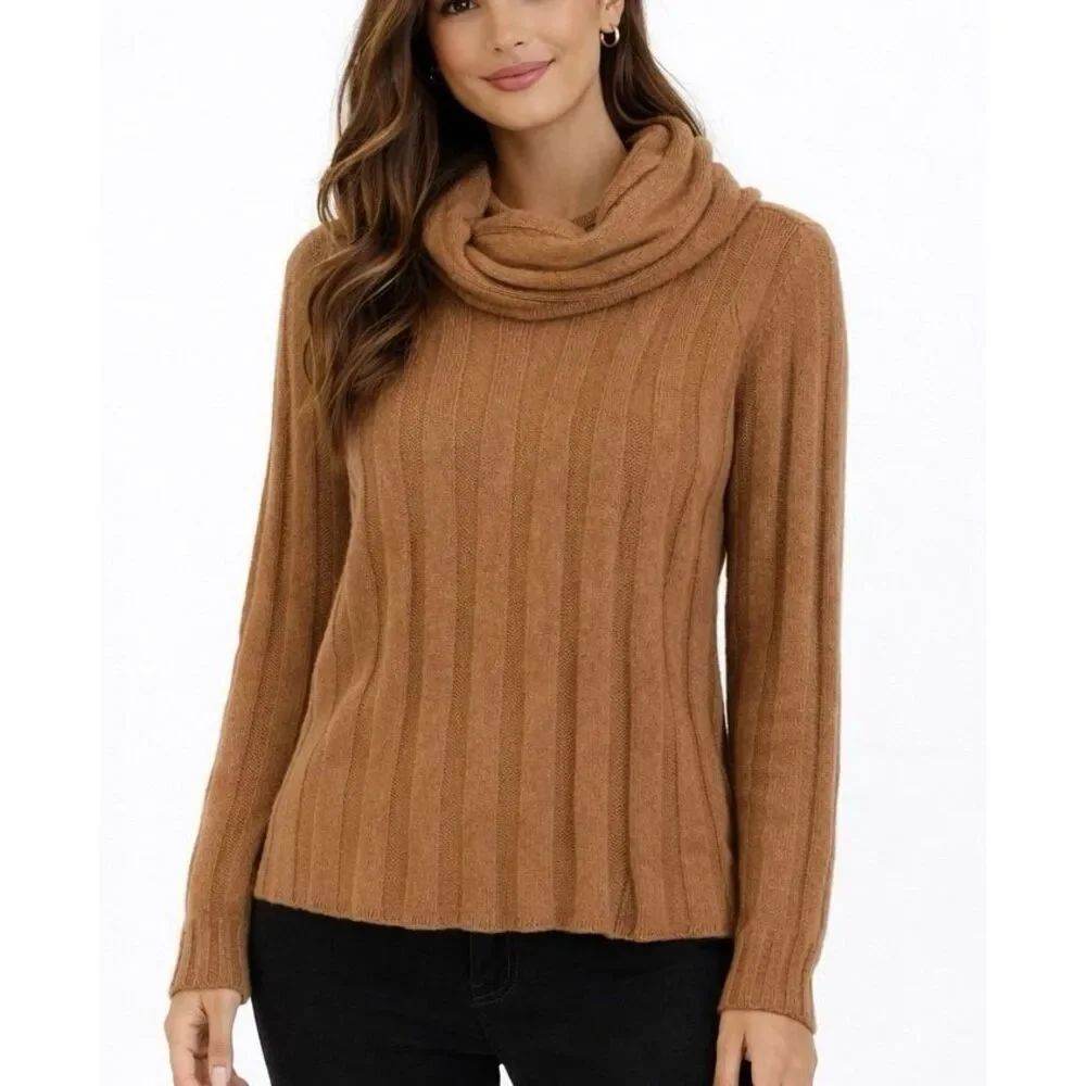 Shirin Guild made in Scotland 100% cashmere ribbed turtleneck sweater small